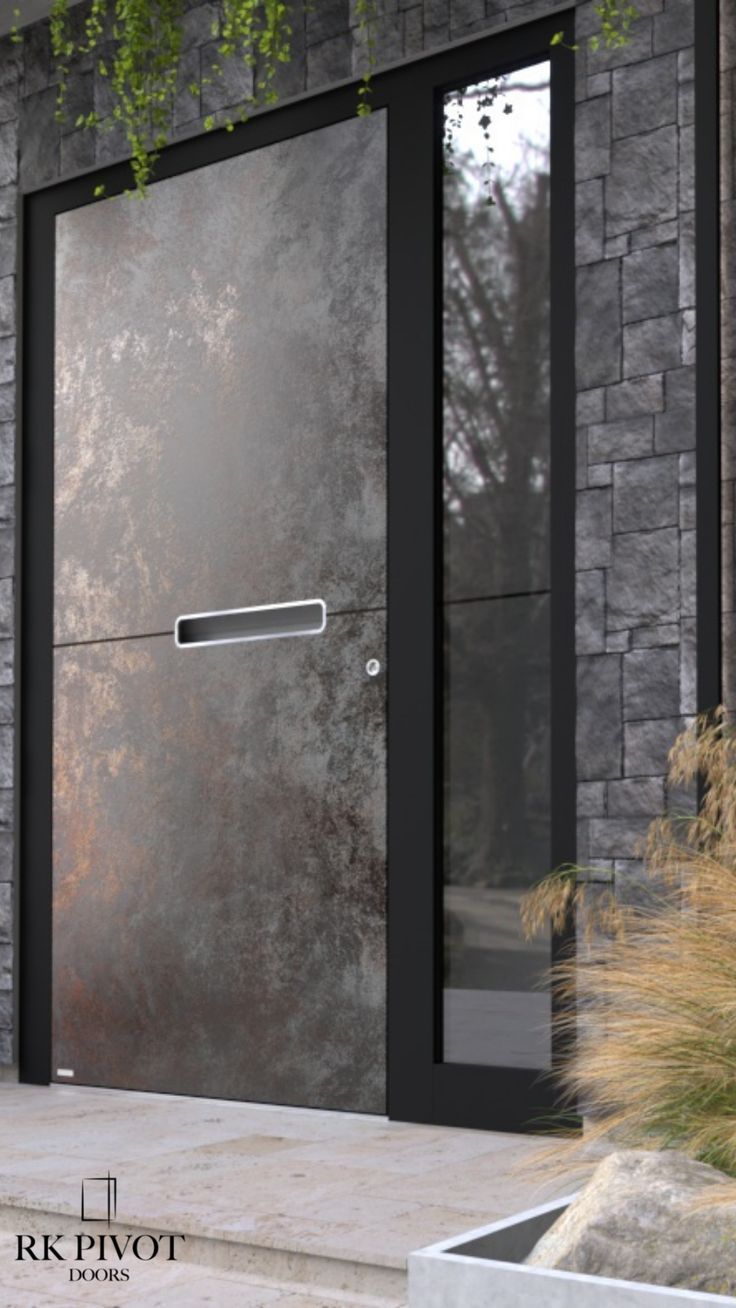 RK Pivot Doors Entry doors with ceramics sintered stone Oxide Nero